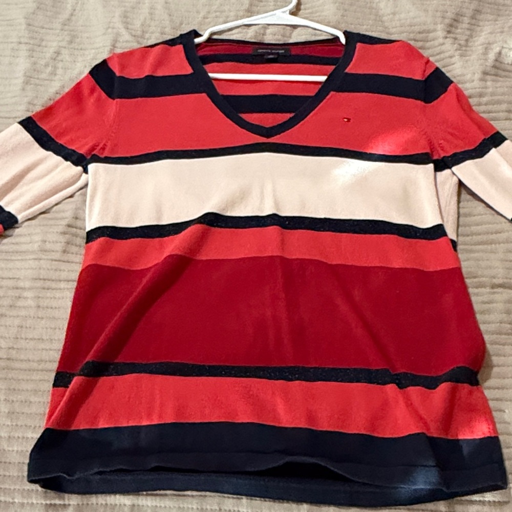 Tommy Hilfiger Red and Navy Striped Top